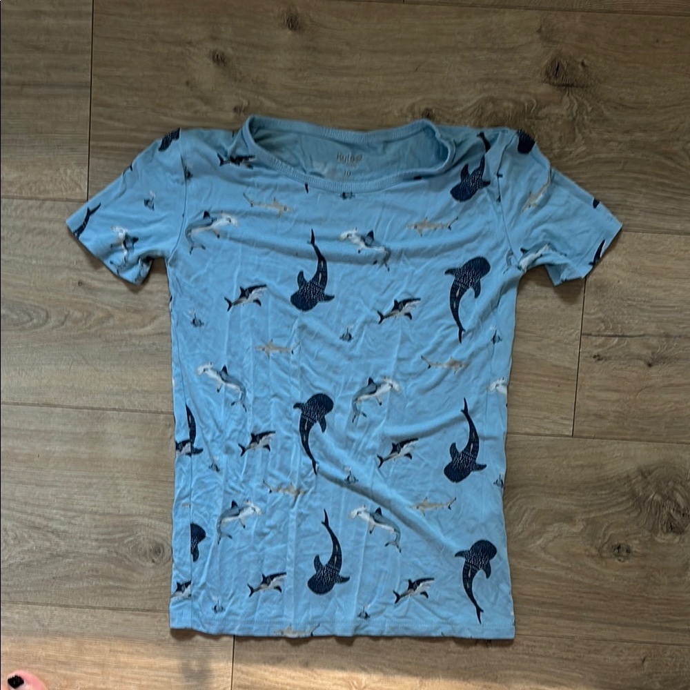 Kyte BABY Light Blue Shark Print Short Sleeve Tee